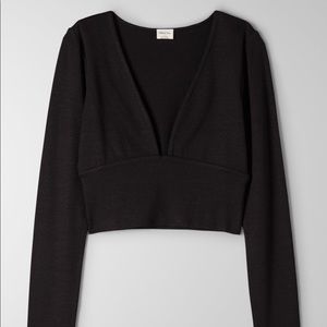 Aritzia Wilfred Free Zenith Crop Longsleeve Black